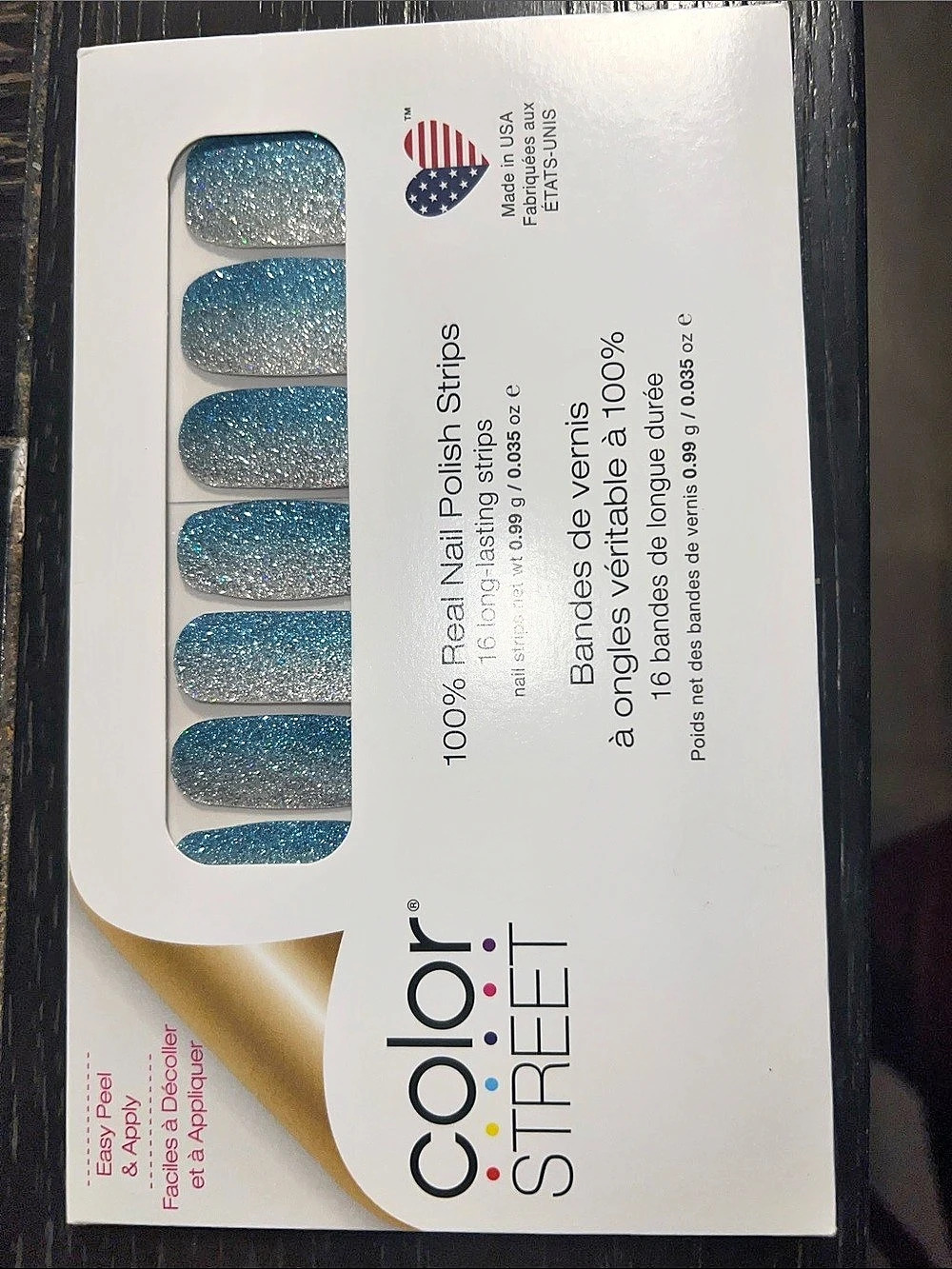 Color Street French Riviera 100% Real Nail Polish Strips Blue NWT